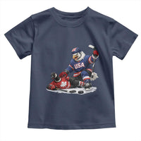 USA Eagle Vs Canada Loon Rivalry Graphic Toddler T Shirt Funny Sports Fan Ice Hockey Game Day Supporter