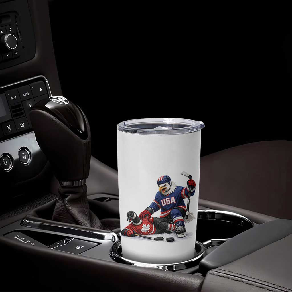 USA Eagle Vs Canada Loon Rivalry Graphic Tumbler Cup Funny Sports Fan Ice Hockey Game Day Supporter
