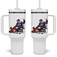 USA Eagle Vs Canada Loon Rivalry Graphic Tumbler With Handle Funny Sports Fan Ice Hockey Game Day Supporter