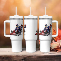 USA Eagle Vs Canada Loon Rivalry Graphic Tumbler With Handle Funny Sports Fan Ice Hockey Game Day Supporter