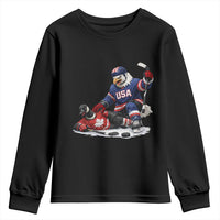 USA Eagle Vs Canada Loon Rivalry Graphic Youth Sweatshirt Funny Sports Fan Ice Hockey Game Day Supporter
