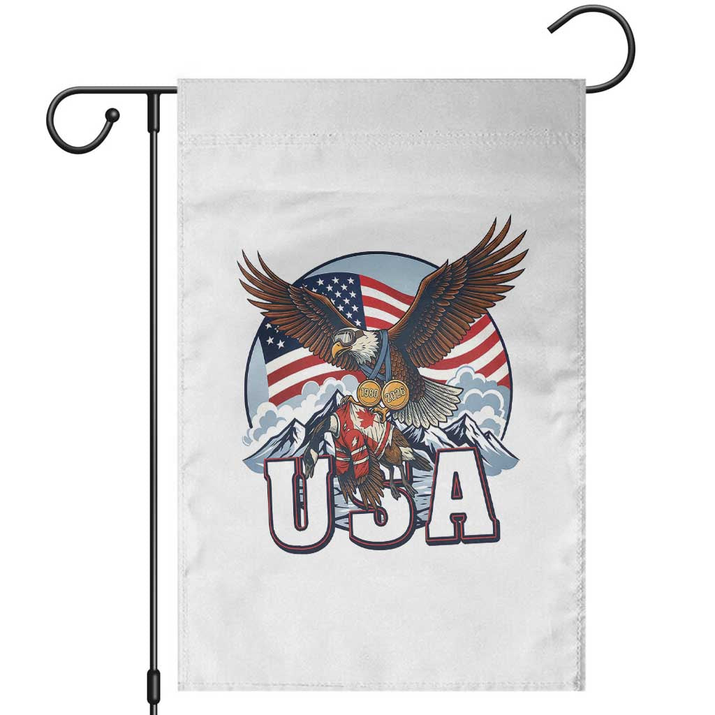 USA 1980 2026 American Eagle vs Canada Loon Garden Flag Vintage Champs Retro Game Day Hockey Sports Fan