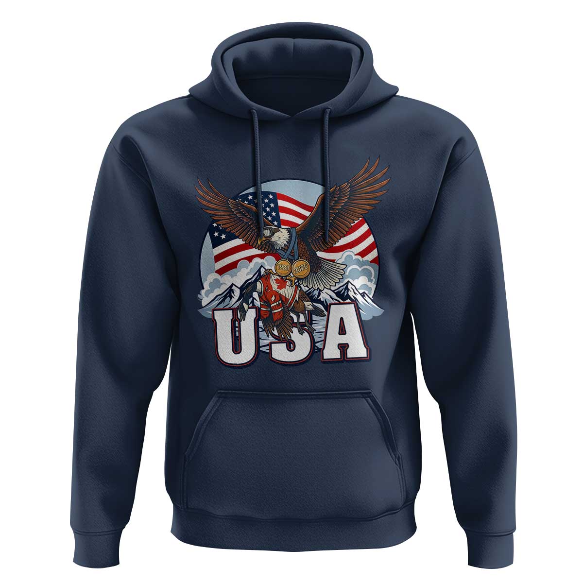 USA 1980 2026 American Eagle vs Canada Loon Hoodie Vintage Champs Retro Game Day Hockey Sports Fan