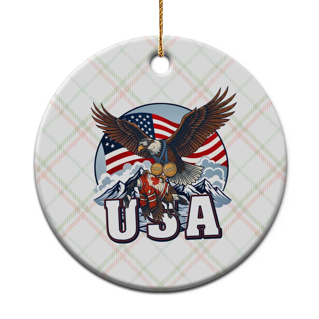 USA 1980 2026 American Eagle vs Canada Loon Ceramic Ornament Vintage Champs Retro Game Day Hockey Sports Fan
