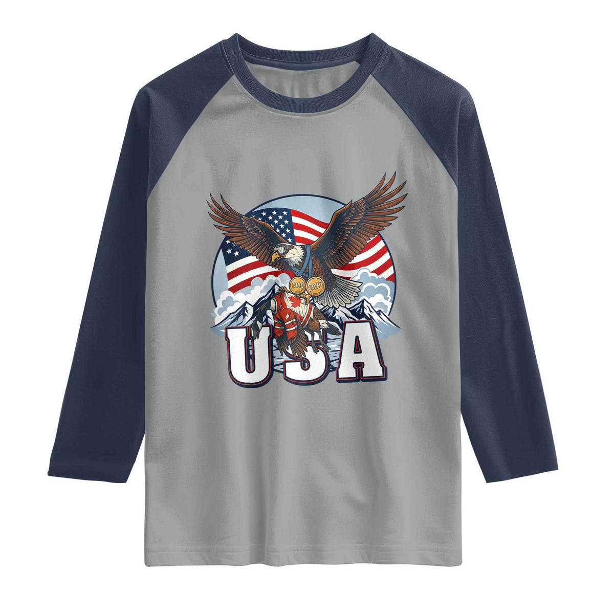 USA 1980 2026 American Eagle vs Canada Loon Raglan Shirt Vintage Champs Retro Game Day Hockey Sports Fan