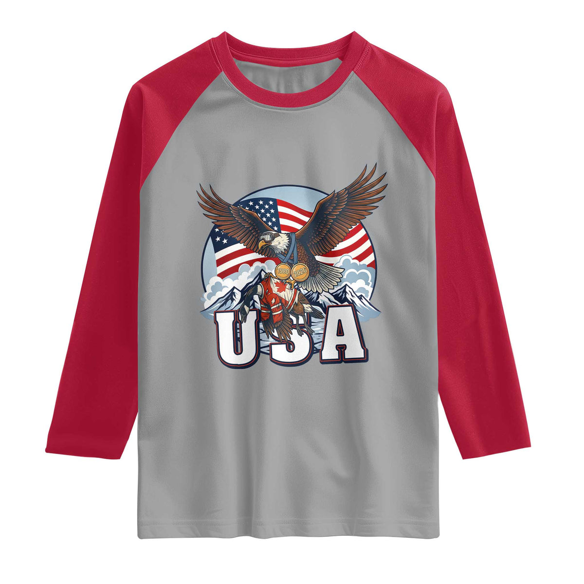 USA 1980 2026 American Eagle vs Canada Loon Raglan Shirt Vintage Champs Retro Game Day Hockey Sports Fan