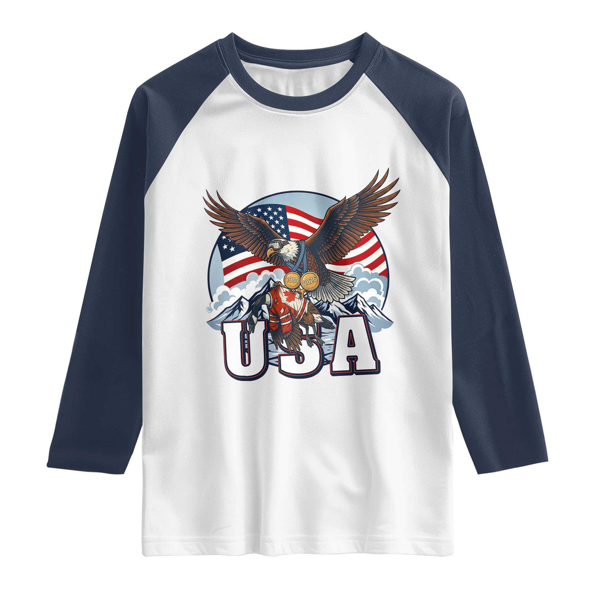 USA 1980 2026 American Eagle vs Canada Loon Raglan Shirt Vintage Champs Retro Game Day Hockey Sports Fan
