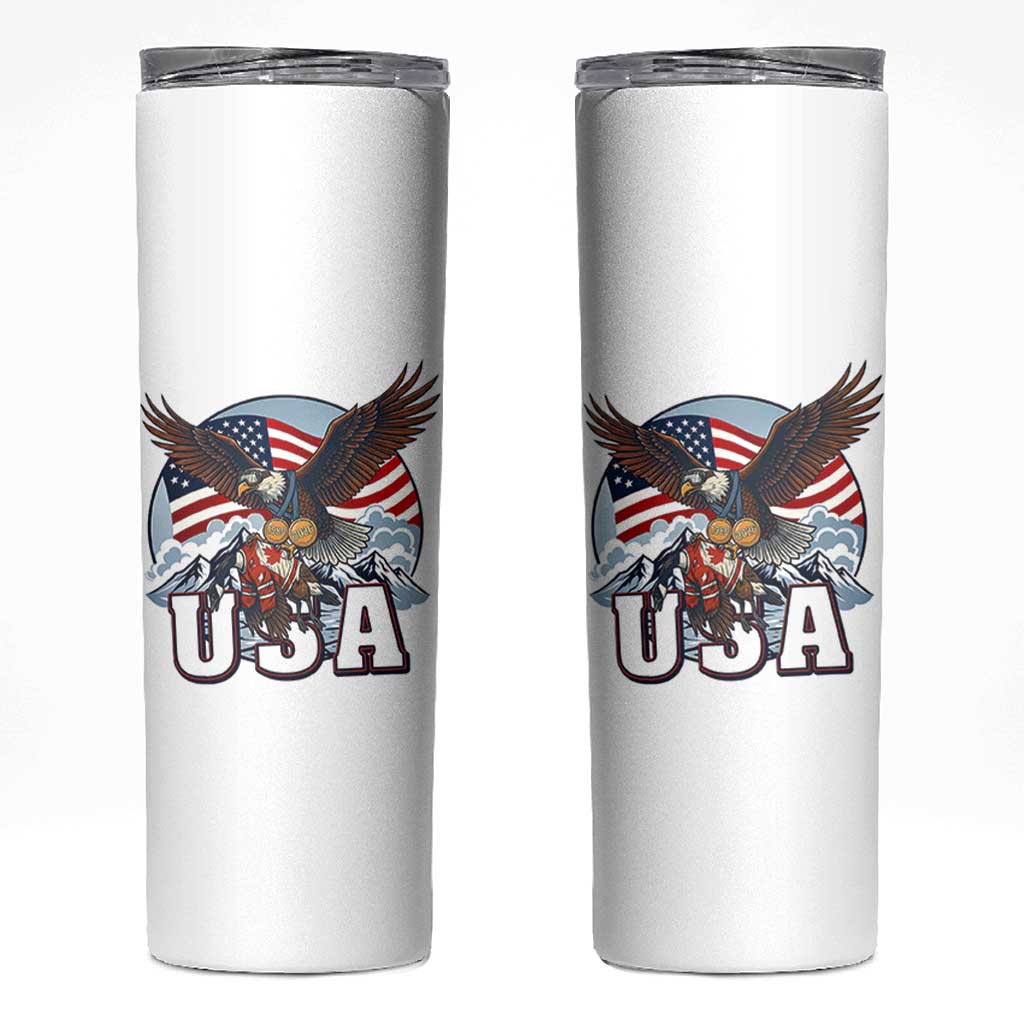 USA 1980 2026 American Eagle vs Canada Loon Skinny Tumbler Vintage Champs Retro Game Day Hockey Sports Fan