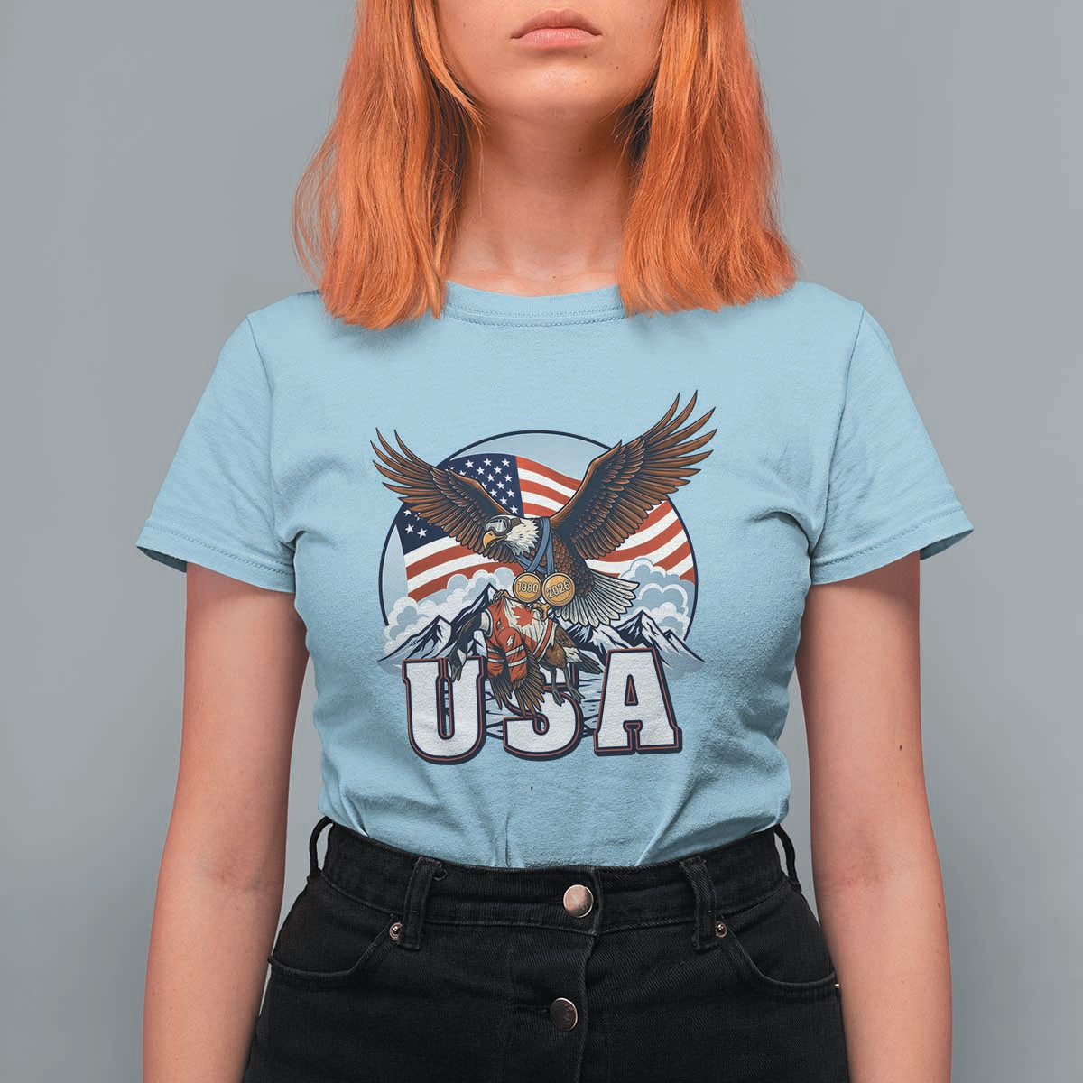 USA 1980 2026 American Eagle vs Canada Loon T Shirt For Women Vintage Champs Retro Game Day Hockey Sports Fan