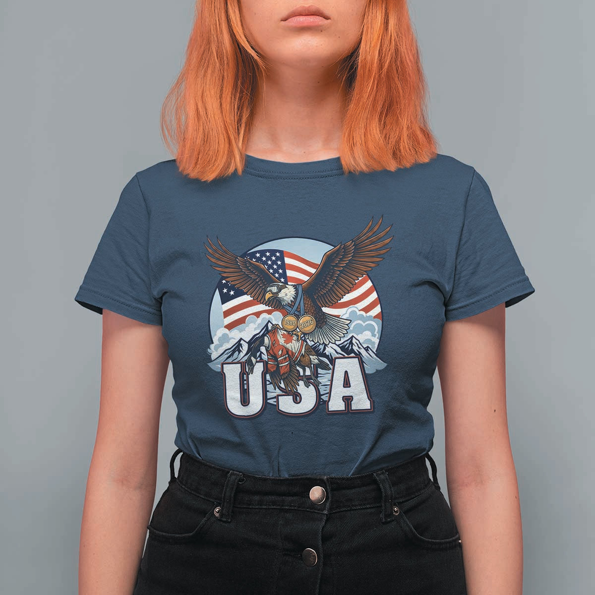 USA 1980 2026 American Eagle vs Canada Loon T Shirt For Women Vintage Champs Retro Game Day Hockey Sports Fan