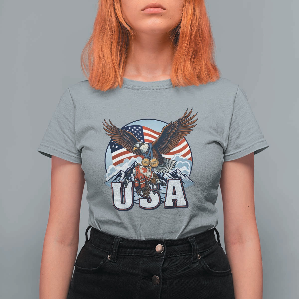 USA 1980 2026 American Eagle vs Canada Loon T Shirt For Women Vintage Champs Retro Game Day Hockey Sports Fan