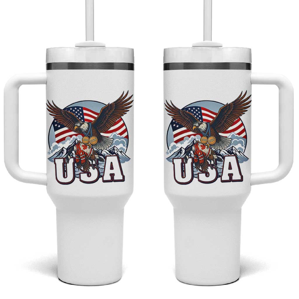 USA 1980 2026 American Eagle vs Canada Loon Tumbler With Handle Vintage Champs Retro Game Day Hockey Sports Fan