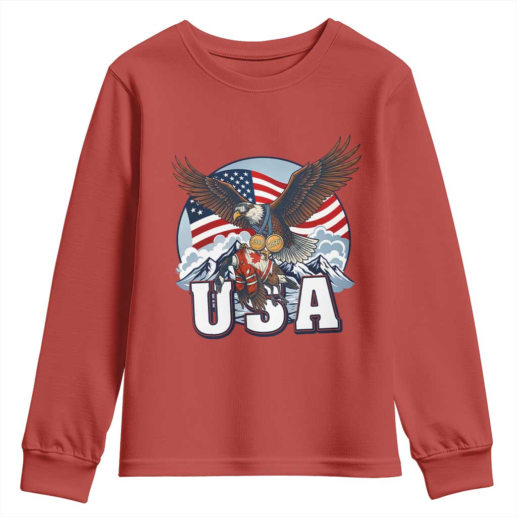 USA 1980 2026 American Eagle vs Canada Loon Youth Sweatshirt Vintage Champs Retro Game Day Hockey Sports Fan