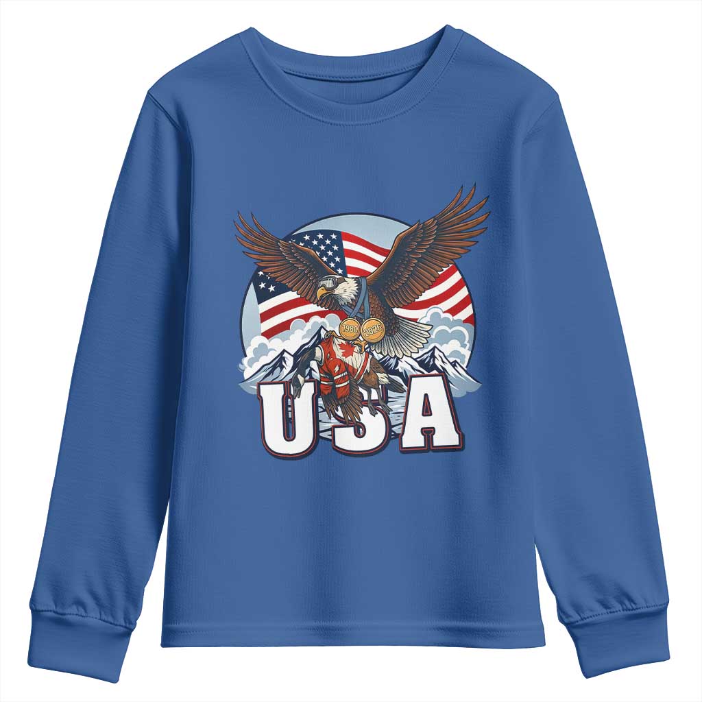 USA 1980 2026 American Eagle vs Canada Loon Youth Sweatshirt Vintage Champs Retro Game Day Hockey Sports Fan