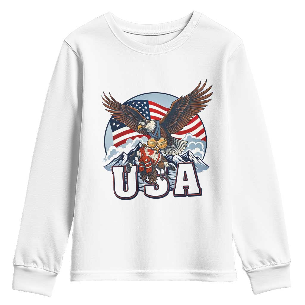 USA 1980 2026 American Eagle vs Canada Loon Youth Sweatshirt Vintage Champs Retro Game Day Hockey Sports Fan