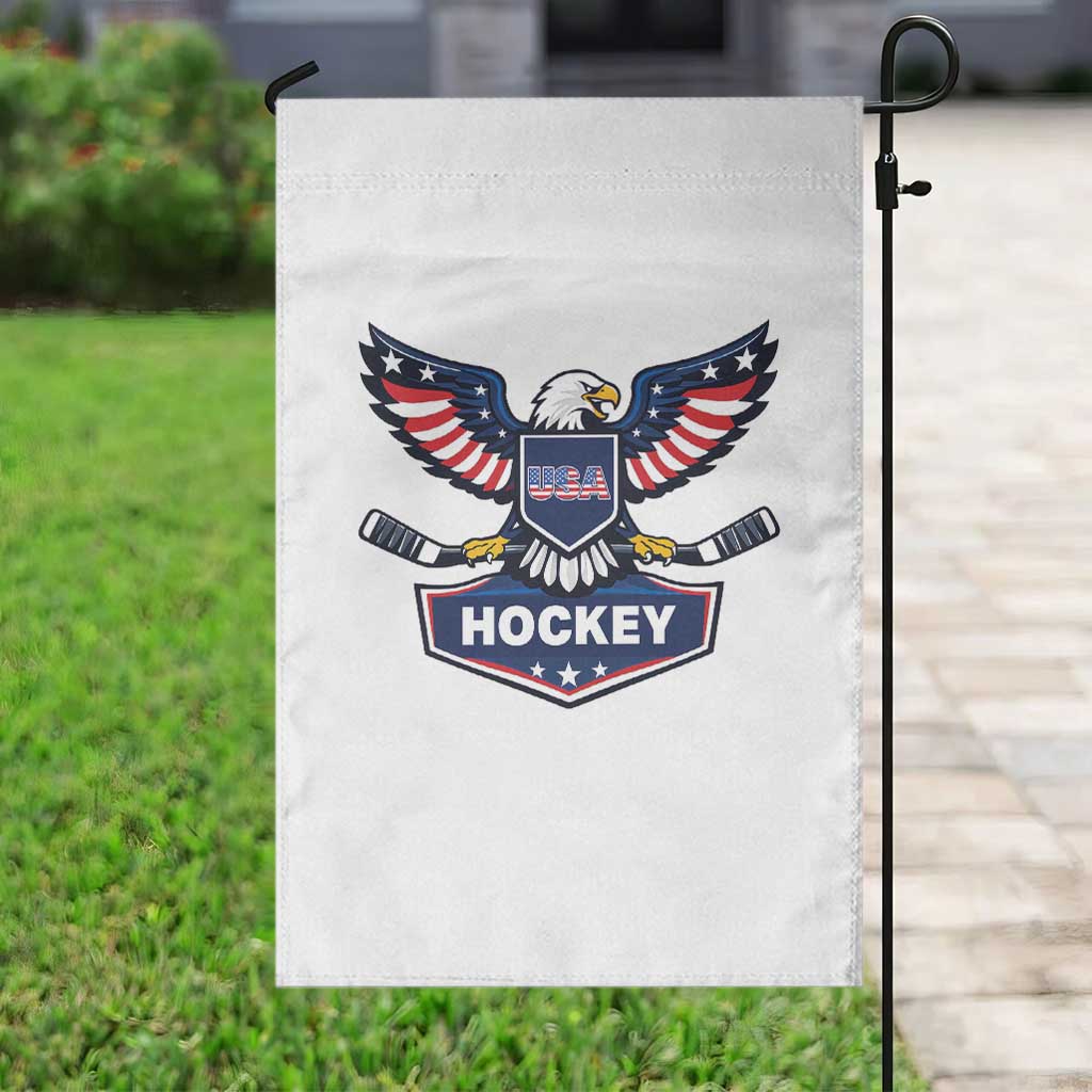 Screaming American Eagle Hockey Pride Graphic Garden Flag Proud USA Ice Sticks Sports Fan