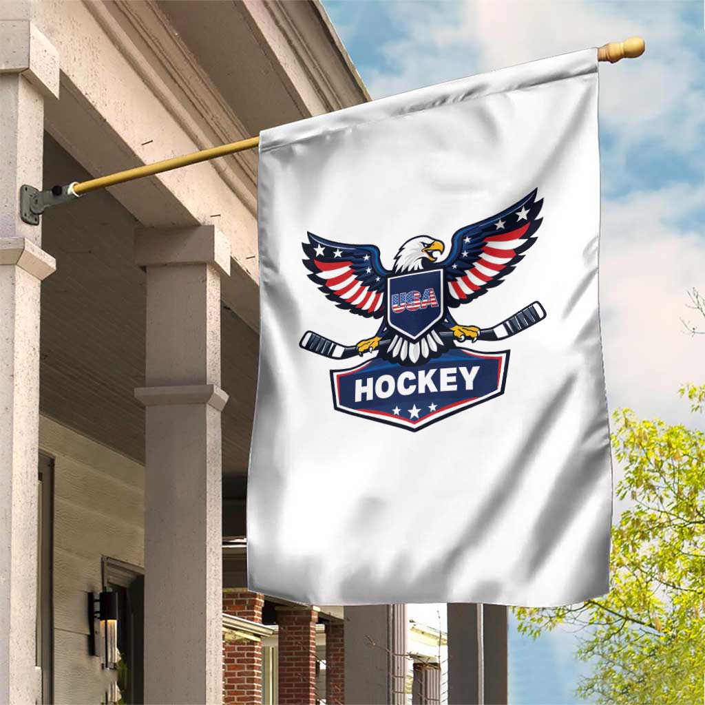 Screaming American Eagle Hockey Pride Graphic Garden Flag Proud USA Ice Sticks Sports Fan
