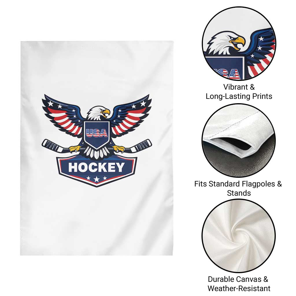 Screaming American Eagle Hockey Pride Graphic Garden Flag Proud USA Ice Sticks Sports Fan