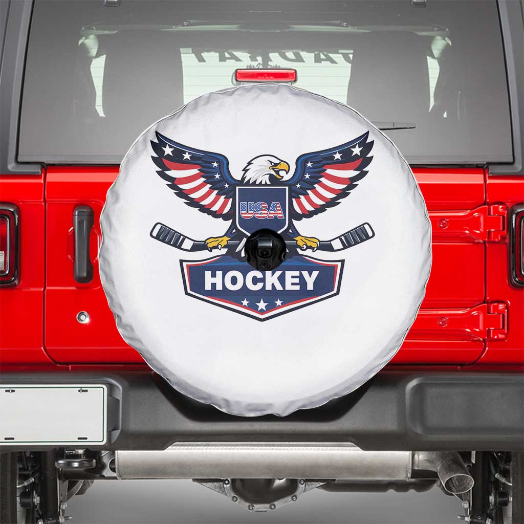 Screaming American Eagle Hockey Pride Graphic Spare Tire Cover Proud USA Ice Sticks Sports Fan