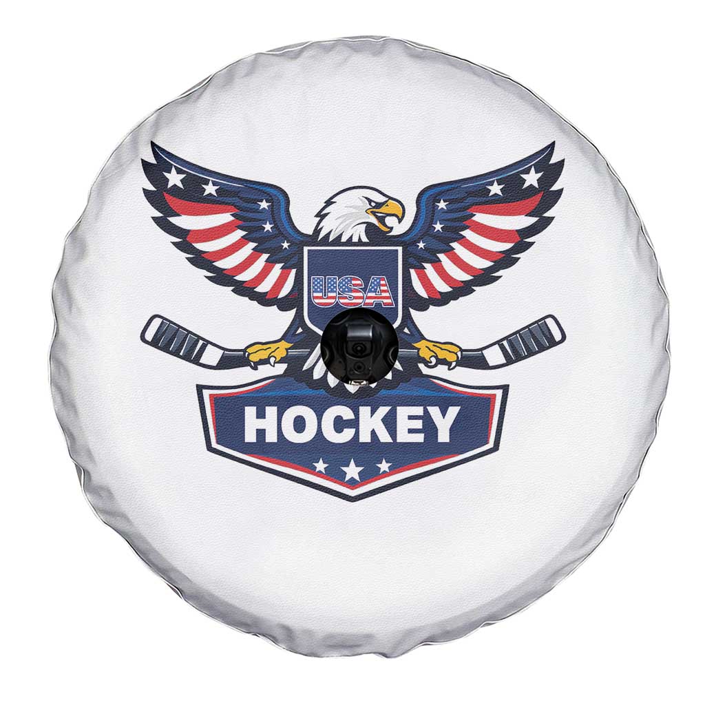 Screaming American Eagle Hockey Pride Graphic Spare Tire Cover Proud USA Ice Sticks Sports Fan