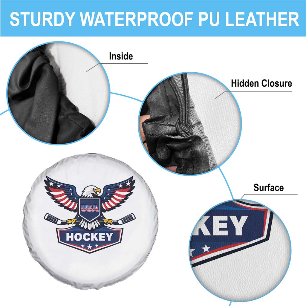 Screaming American Eagle Hockey Pride Graphic Spare Tire Cover Proud USA Ice Sticks Sports Fan