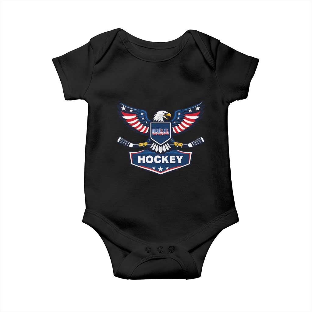 Screaming American Eagle Hockey Pride Graphic Baby Onesie Proud USA Ice Sticks Sports Fan