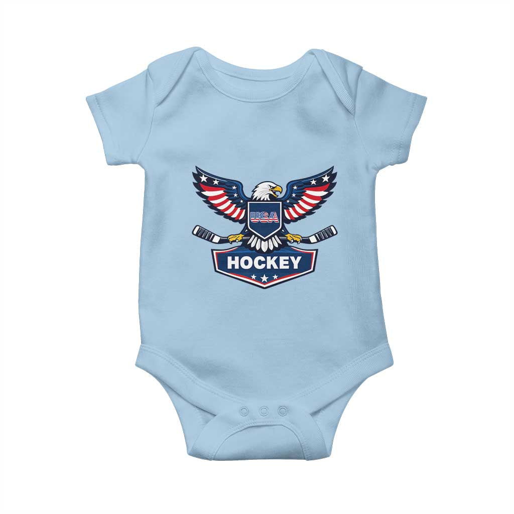 Screaming American Eagle Hockey Pride Graphic Baby Onesie Proud USA Ice Sticks Sports Fan