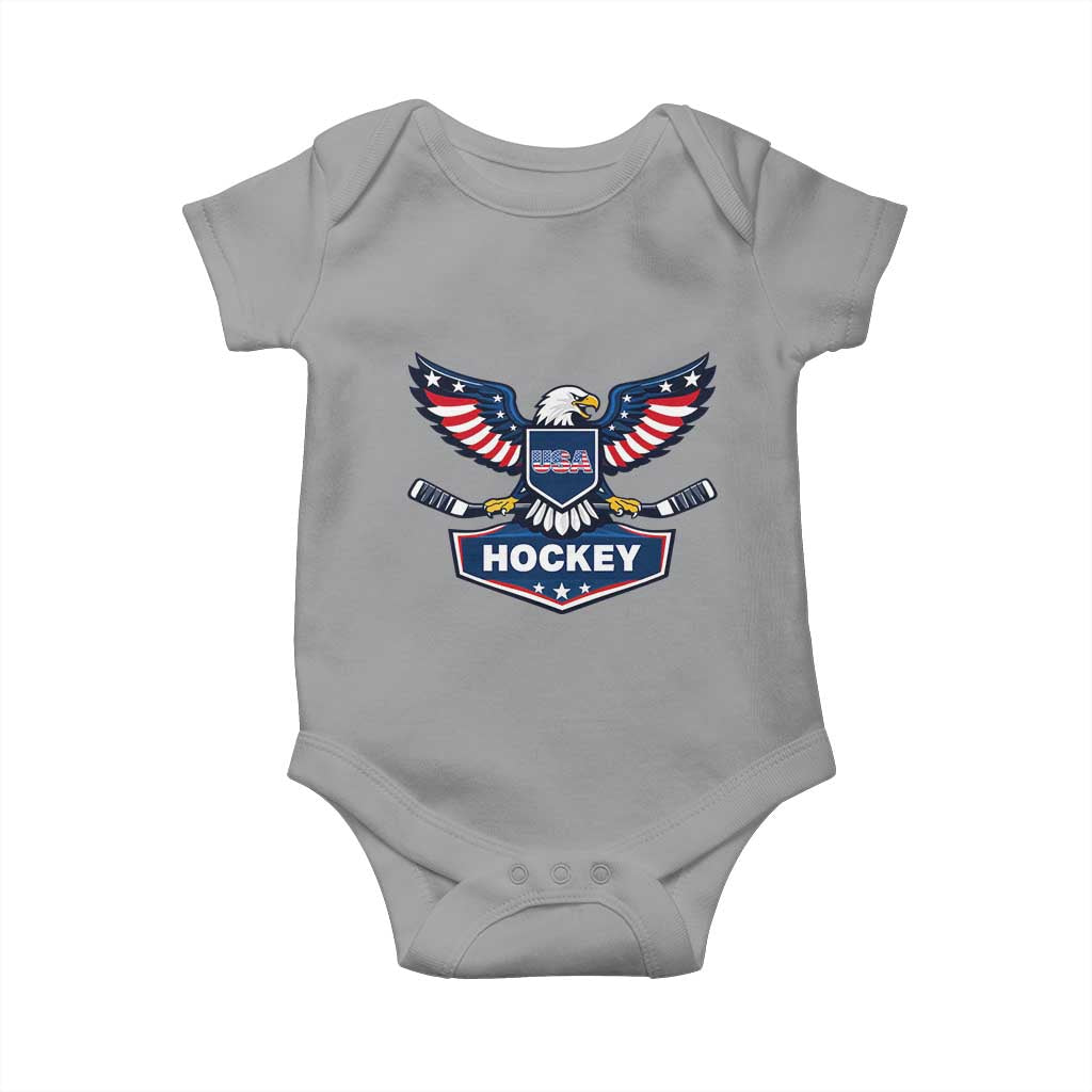 Screaming American Eagle Hockey Pride Graphic Baby Onesie Proud USA Ice Sticks Sports Fan