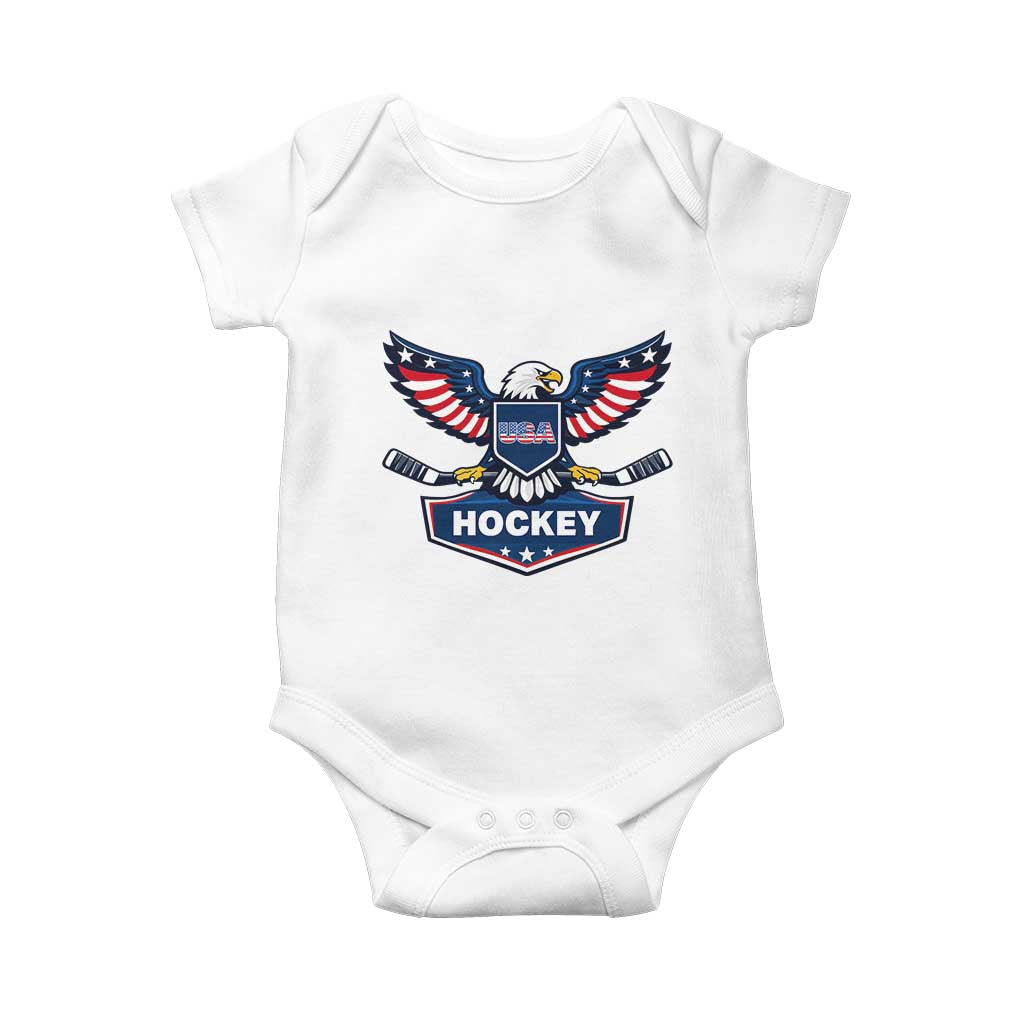Screaming American Eagle Hockey Pride Graphic Baby Onesie Proud USA Ice Sticks Sports Fan