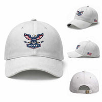 Screaming American Eagle Hockey Pride Graphic Baseball Cap Proud USA Ice Sticks Sports Fan