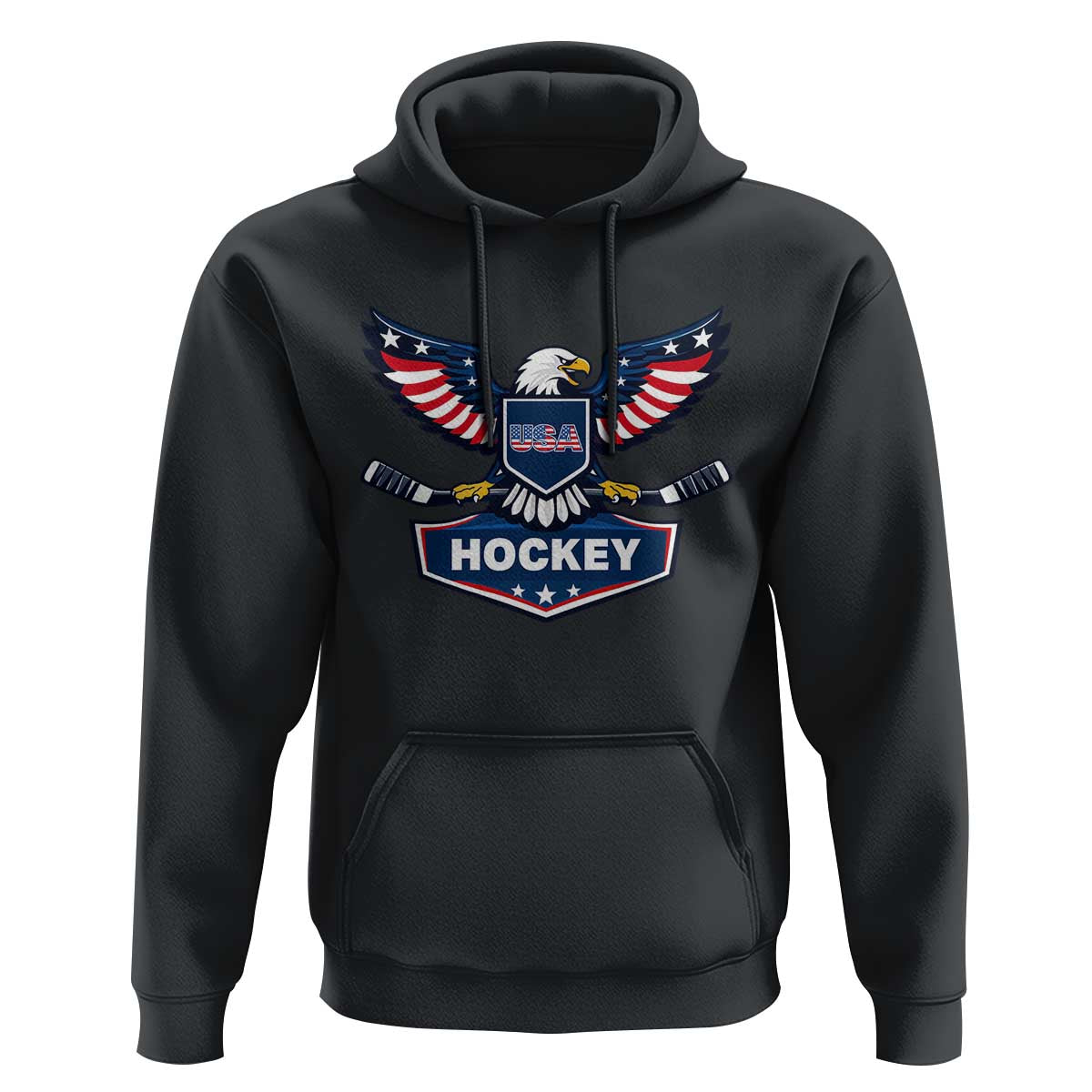 Screaming American Eagle Hockey Pride Graphic Hoodie Proud USA Ice Sticks Sports Fan