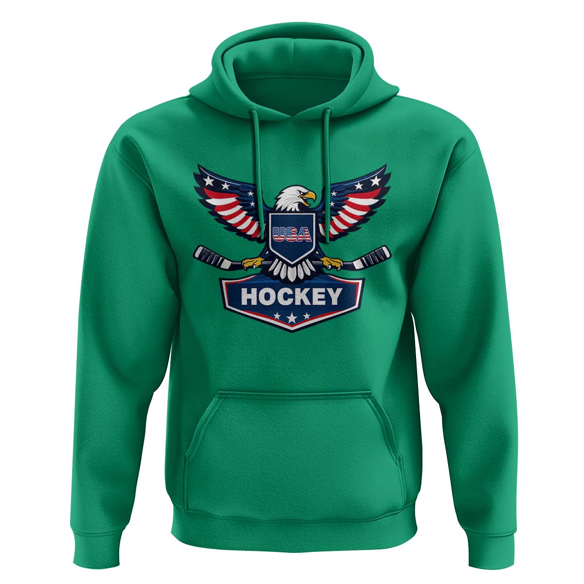 Screaming American Eagle Hockey Pride Graphic Hoodie Proud USA Ice Sticks Sports Fan