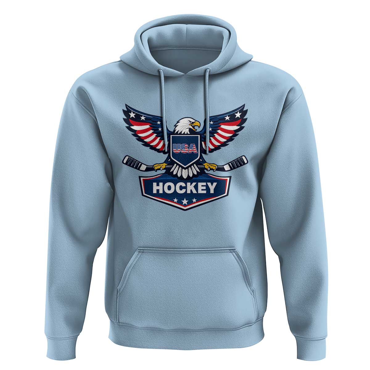 Screaming American Eagle Hockey Pride Graphic Hoodie Proud USA Ice Sticks Sports Fan