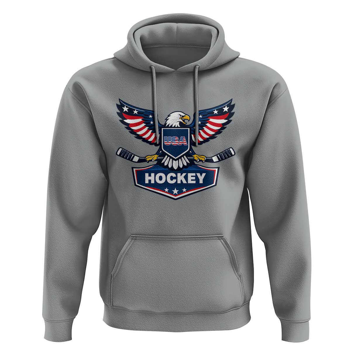 Screaming American Eagle Hockey Pride Graphic Hoodie Proud USA Ice Sticks Sports Fan
