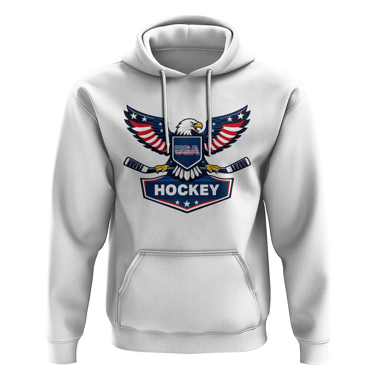 Screaming American Eagle Hockey Pride Graphic Hoodie Proud USA Ice Sticks Sports Fan