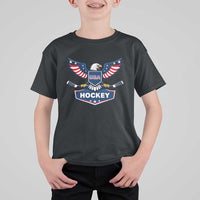 Screaming American Eagle Hockey Pride Graphic T Shirt For Kid Proud USA Ice Sticks Sports Fan