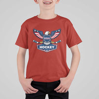 Screaming American Eagle Hockey Pride Graphic T Shirt For Kid Proud USA Ice Sticks Sports Fan