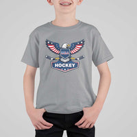 Screaming American Eagle Hockey Pride Graphic T Shirt For Kid Proud USA Ice Sticks Sports Fan
