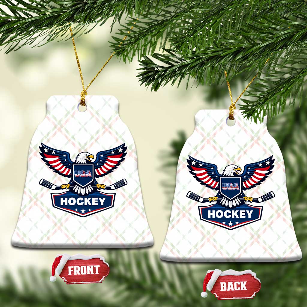 Screaming American Eagle Hockey Pride Graphic Ceramic Ornament Proud USA Ice Sticks Sports Fan