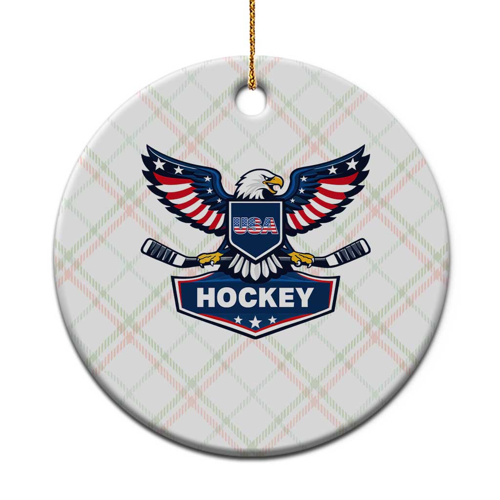 Screaming American Eagle Hockey Pride Graphic Ceramic Ornament Proud USA Ice Sticks Sports Fan