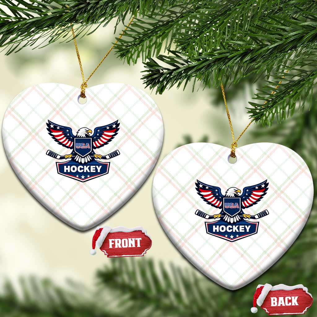 Screaming American Eagle Hockey Pride Graphic Ceramic Ornament Proud USA Ice Sticks Sports Fan