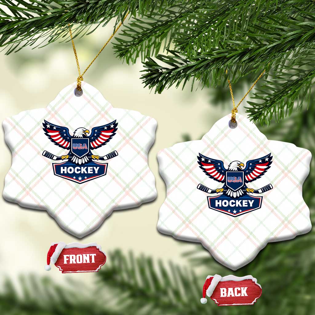 Screaming American Eagle Hockey Pride Graphic Ceramic Ornament Proud USA Ice Sticks Sports Fan