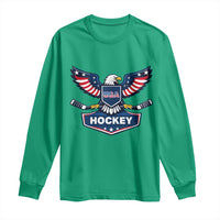 Screaming American Eagle Hockey Pride Graphic Long Sleeve Shirt Proud USA Ice Sticks Sports Fan