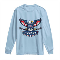 Screaming American Eagle Hockey Pride Graphic Long Sleeve Shirt Proud USA Ice Sticks Sports Fan