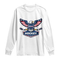 Screaming American Eagle Hockey Pride Graphic Long Sleeve Shirt Proud USA Ice Sticks Sports Fan