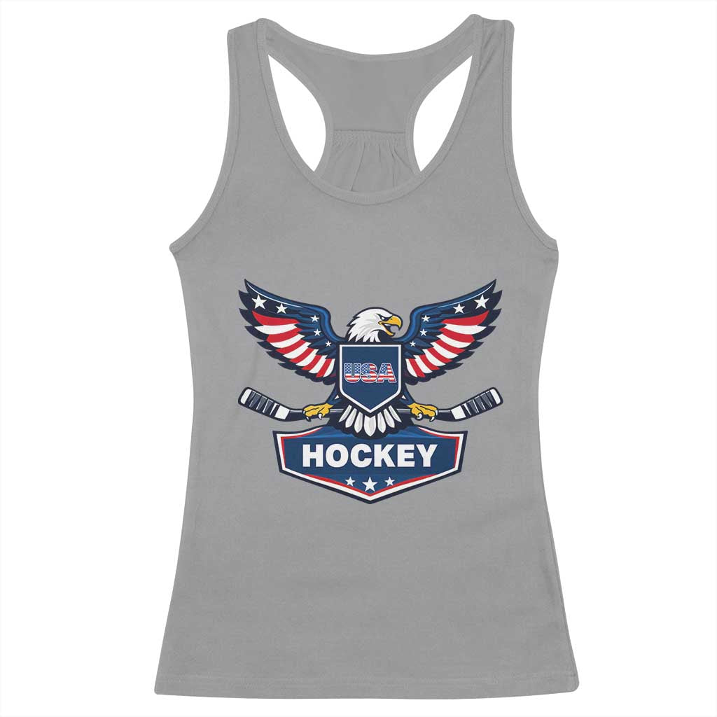 Screaming American Eagle Hockey Pride Graphic Racerback Tank Top Proud USA Ice Sticks Sports Fan