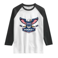 Screaming American Eagle Hockey Pride Graphic Raglan Shirt Proud USA Ice Sticks Sports Fan