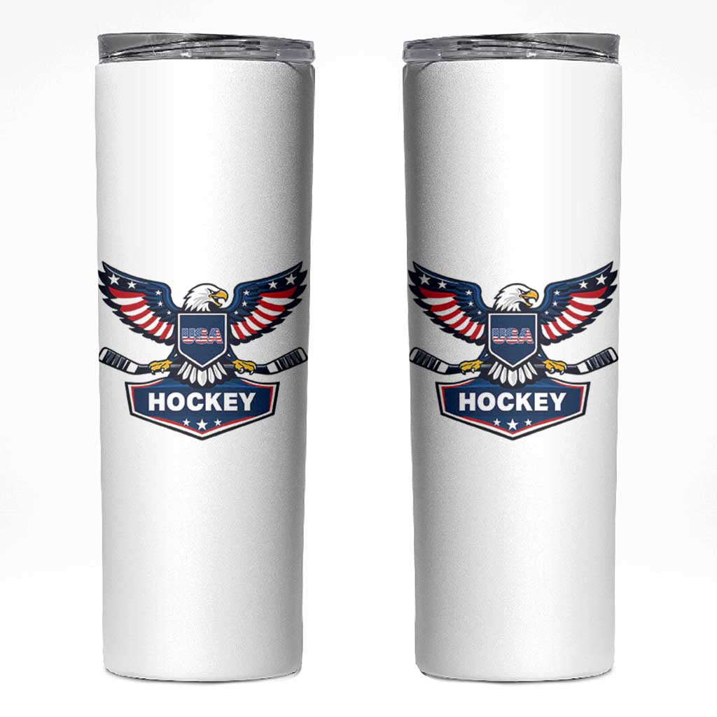 Screaming American Eagle Hockey Pride Graphic Skinny Tumbler Proud USA Ice Sticks Sports Fan