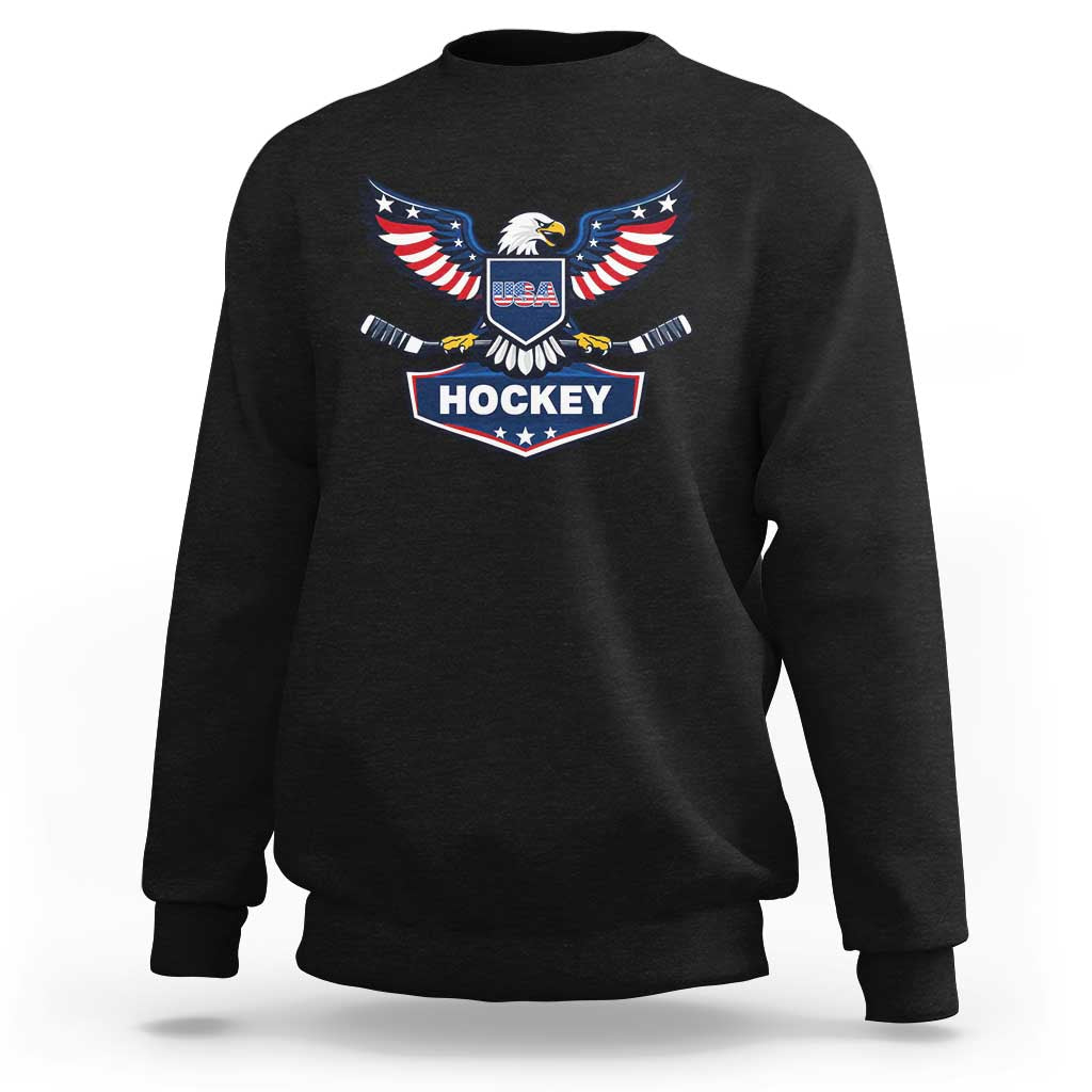 Screaming American Eagle Hockey Pride Graphic Sweatshirt Proud USA Ice Sticks Sports Fan