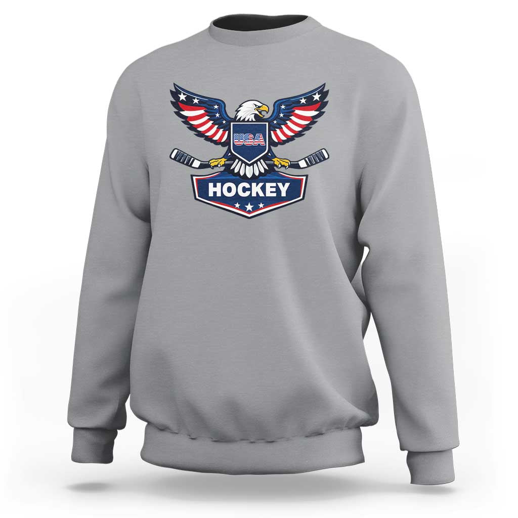 Screaming American Eagle Hockey Pride Graphic Sweatshirt Proud USA Ice Sticks Sports Fan